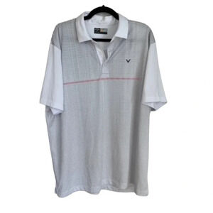 Callaway Opti-Dri Men’s Golf Short Sleeve White with Design Polo Size XL GUC